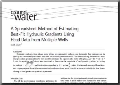 Spreadsheet Method of Estimating Best Fit Hydraulic Gradients